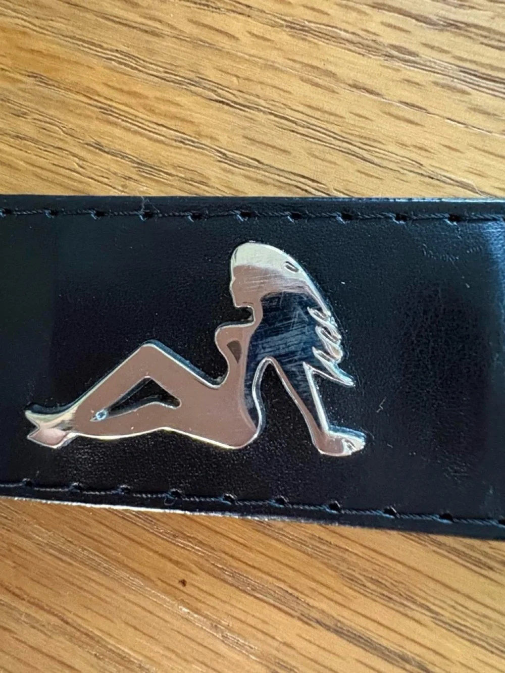 Y2K black studded Mud Flap Girl belt men’s M genuine leather 2000s skater grunge